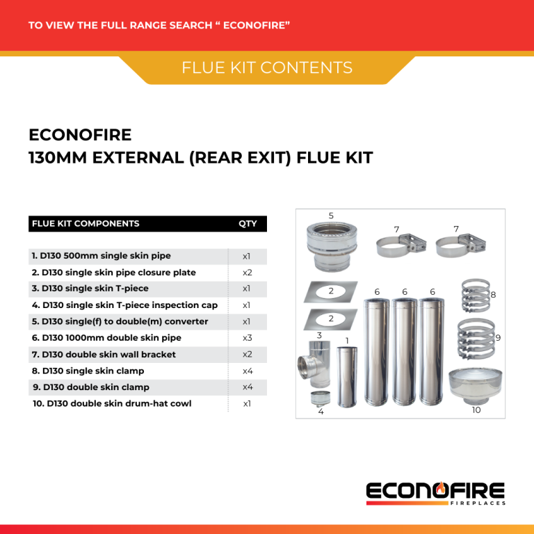 D130 Rear Exit External Flue Kit Fireplace Flue Kits & Pipes For Sale Cape Town