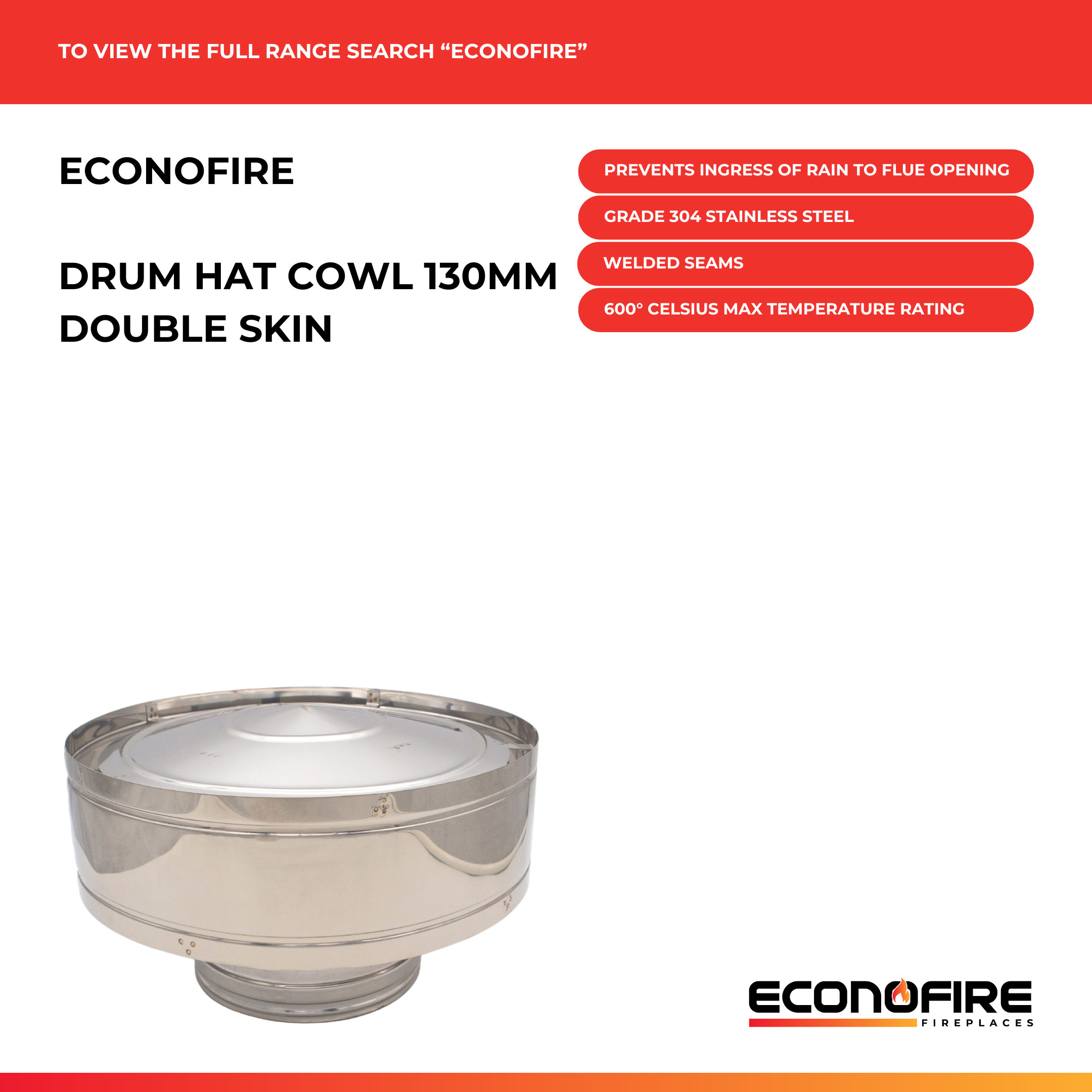 D150 Double Skin DrumHat Fireplace Cowls For Sale Cape Town
